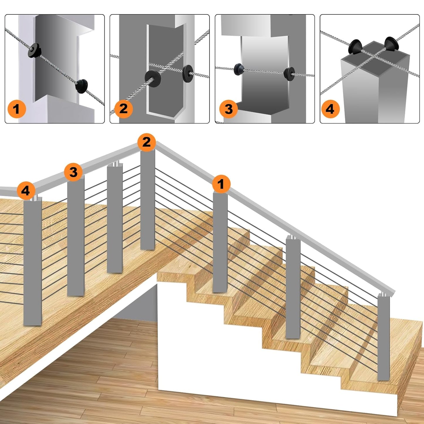 200 Pack Cable Railing Rubber Grommets for 1/8", 5/32", 3/16" Cable Protector Sleeves for Indoor/Outdoor Metal Posts - Durable & Weather-Resistant (200)