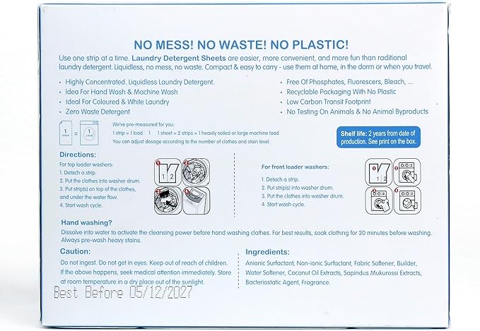 Suds Life Laundry Detergent Sheets (60 Sheets) Ocean Breeze, Lavender, Rainforest - Portable, Concentrated Laundry Detergent (Up to120 Loads) (Ocean Breeze)