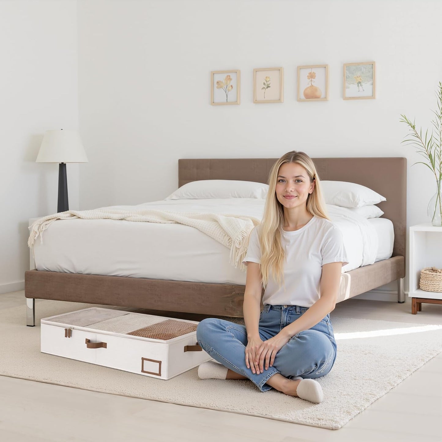 StorageWorks Large Under Bed Storage Containers with Handles and Label Holder, 2 Pack Ultra-thick Fabric Underbed Bins, Closet Organizer for Clothes, Blankets, Sweater