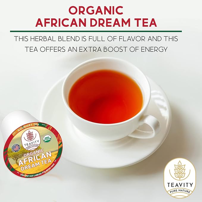 Organic Rooibos Tea Pods with Vanilla & Orange - Naturally Decaf Tea - African Dream by Teavity (12 Tea Pods)