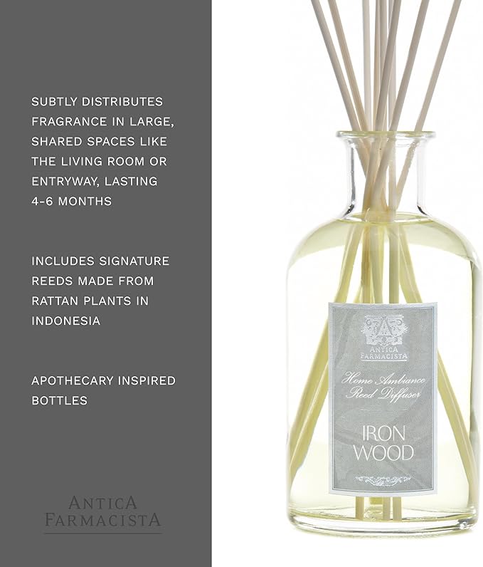Antica Farmacista Home Ambiance Diffuser - Long-Lasting Reed Scent Diffuser - Luxury Room Freshener Gift - Ironwood, 16.9 fl oz