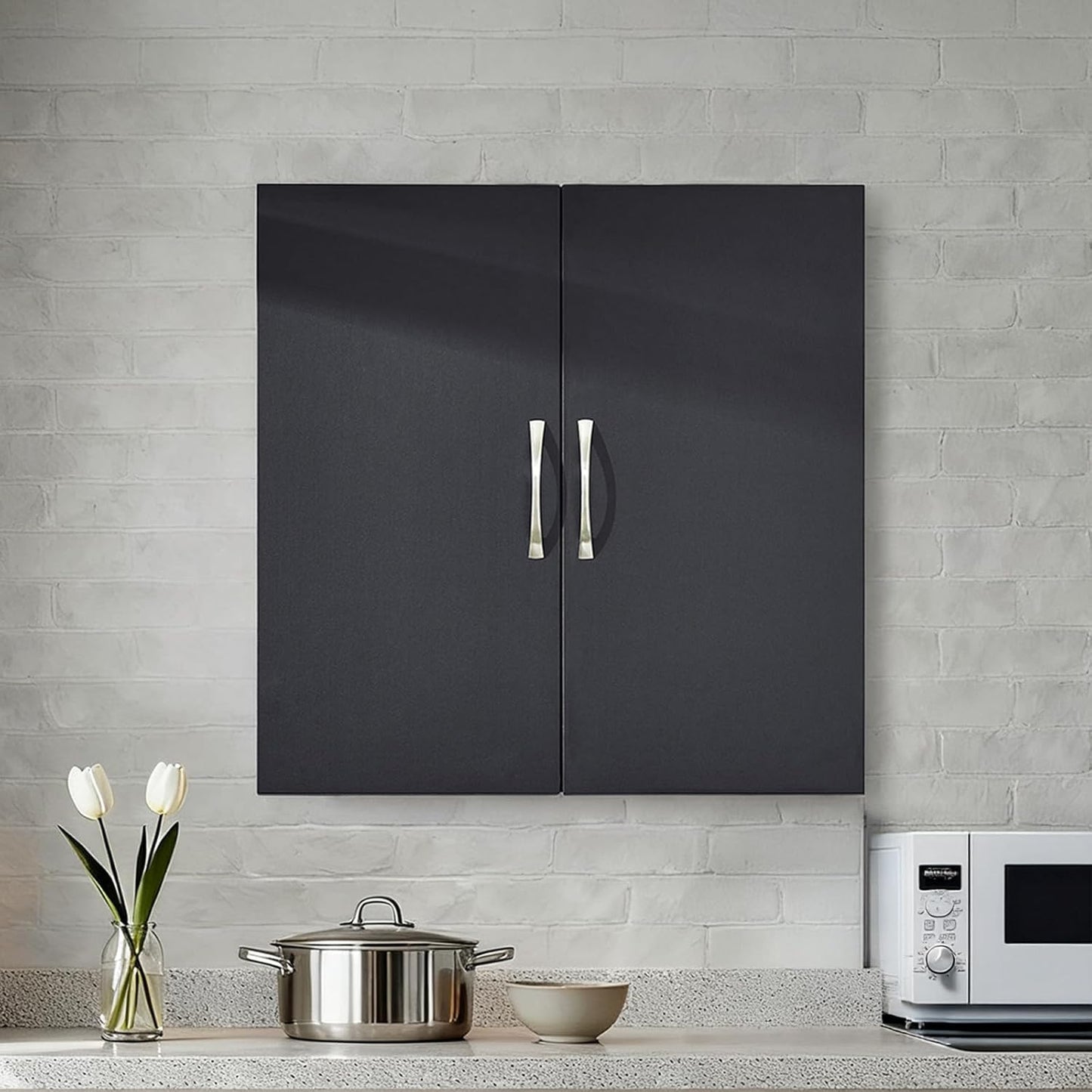 Bathroom Wall Cabinet, Over Toilet Storage Cabinet with Adjustable Shelf and Doors, Wall Mounted Medicine Cabinet for Small Spaces, Laundry Storage Cabinet, Black HUS-BZR200