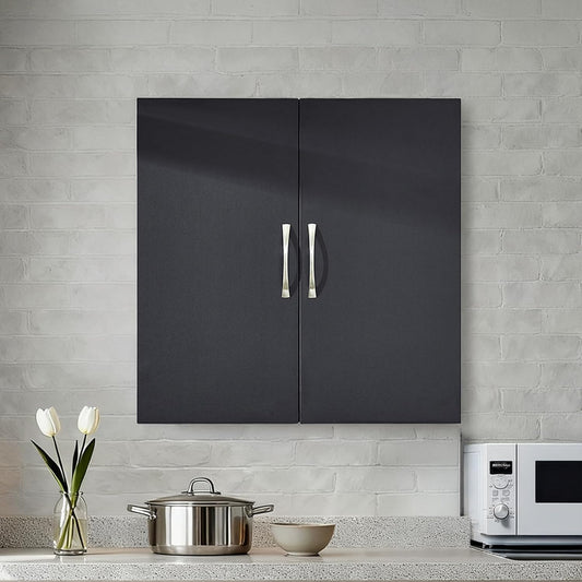 Bathroom Wall Cabinet, Over Toilet Storage Cabinet with Adjustable Shelf and Doors, Wall Mounted Medicine Cabinet for Small Spaces, Laundry Storage Cabinet, Black HUS-BZR200