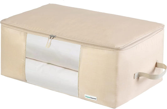 Comforter Storage Bag - Folding Organizer bag for King/Queen Comforters, Pillows, Blankets, Bedding/Quilt, Blanket, Duvet, Mothproof Space Saver; Large Collapsible Organizers, 24"x14"x11"