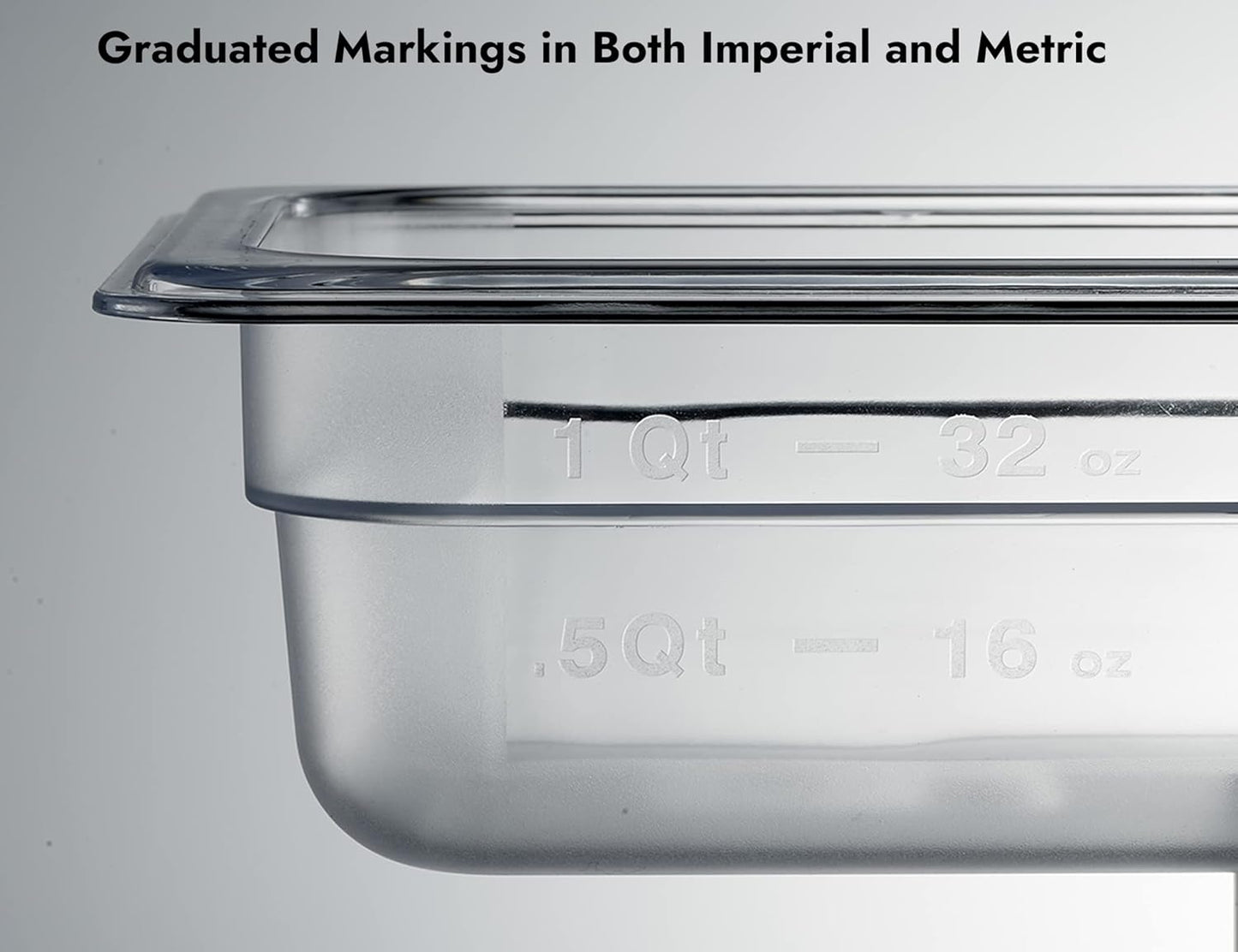 CURTA 6 Pack NSF Food Pans, 1/4 Size 2 1/2 Inch Deep, Commercial Polycarbonate Plastic Clear Freezer-Safe