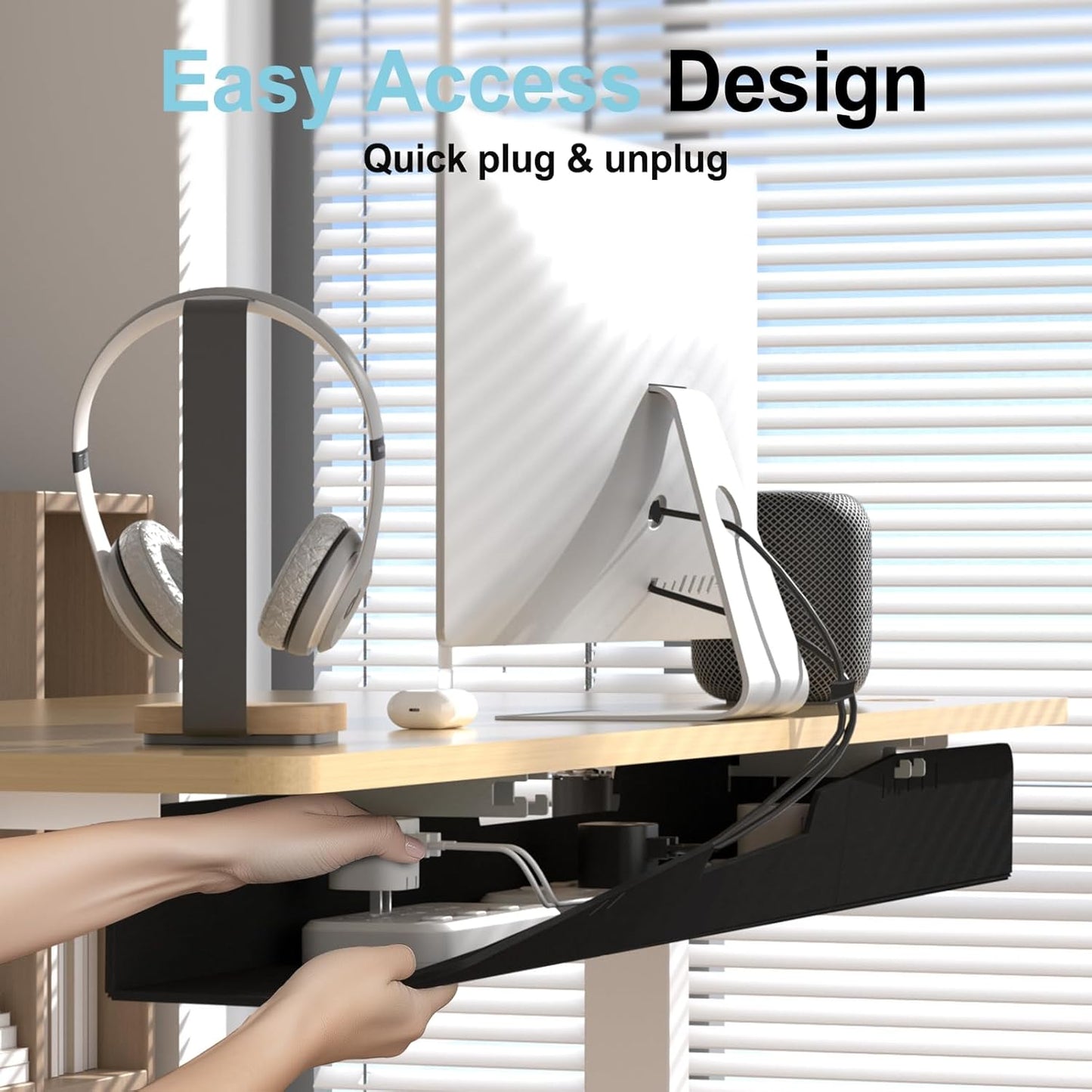 Under Desk Cable Management,Standing Desk Wire Management,47.2" Felt Cord Organizer Tray for Office, Home, Self-Adhesive Or Bracket Mount Cable Holder,Black