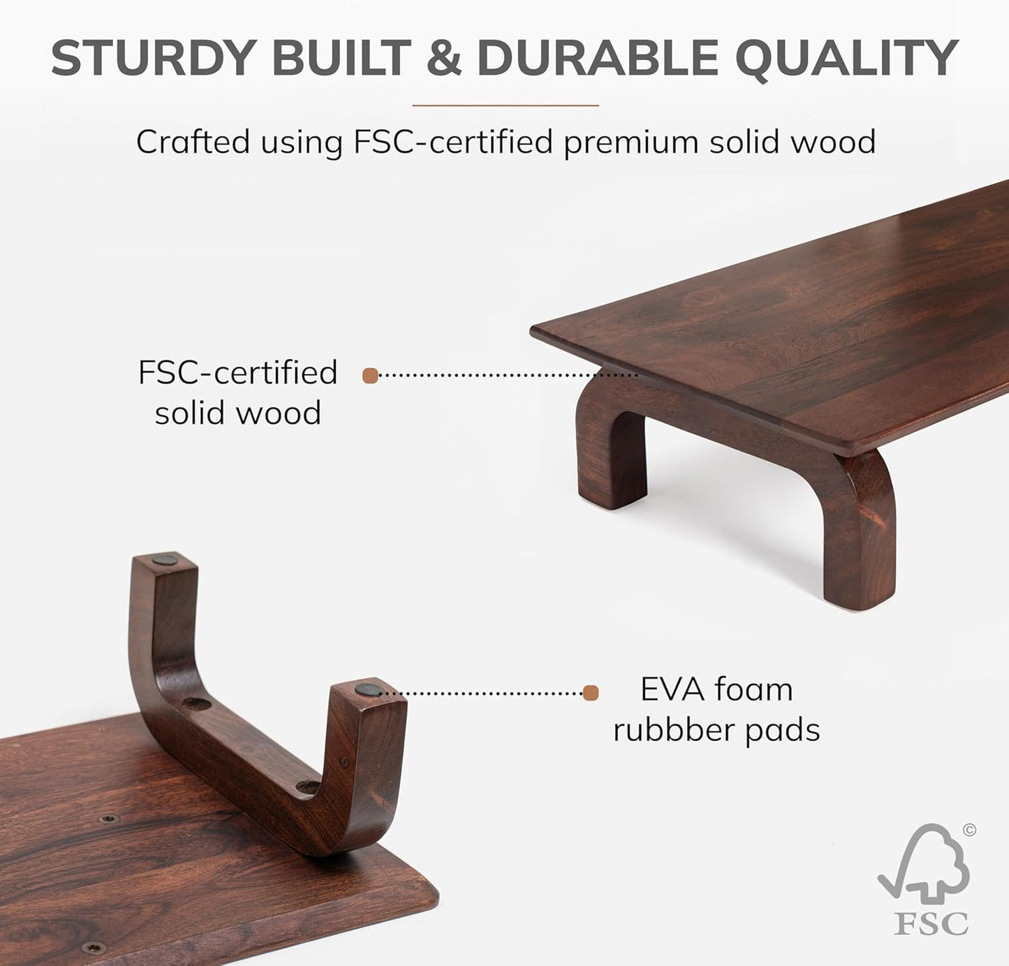 Anji Mountain Monitor Stand - Desktop Organizer & Laptop Riser, Ergonomic Monitor Riser, Space-Saving Monitor Stand for Desk, Durable Construction, Easy Assembly, Ideal for Home & Office,Black