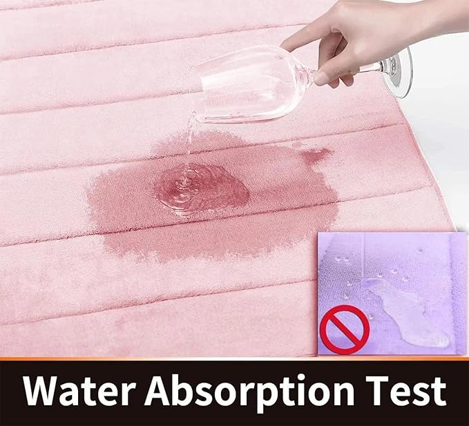 Yimobra Bathroom Runner 55"x24", Non Slip Memory Foam Bath Mat, Super Soft Water Absorbent Hallway Carpet, Machine Washable Rug for Vanity Tub Shower, Pink