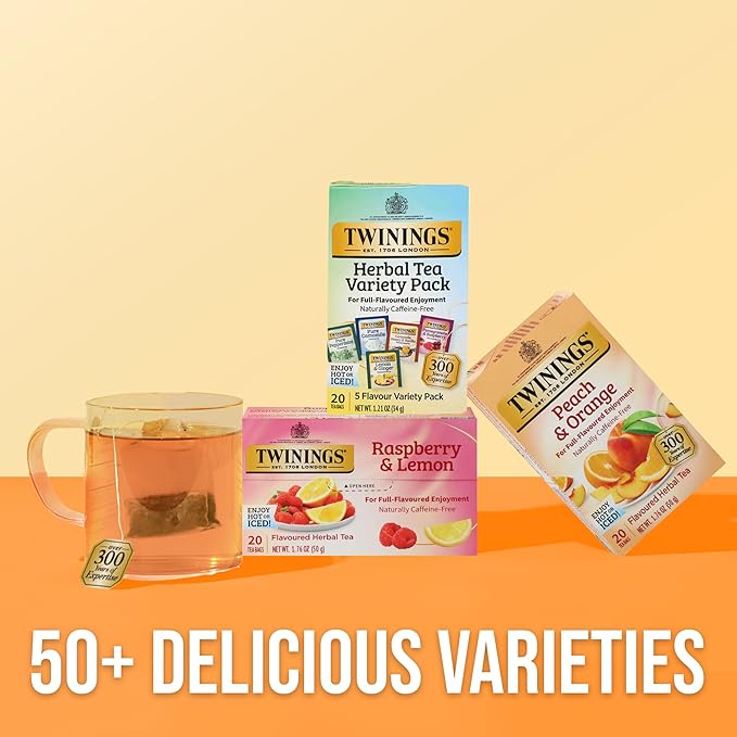 Twinings Herbal Tea Variety Pack, 20 Count (Pack of 2), Formerly Assorted Herbal, Includes 5 Flavours, Naturally Caffeine-Free, Enjoy Hot or Iced, 20 Teabags