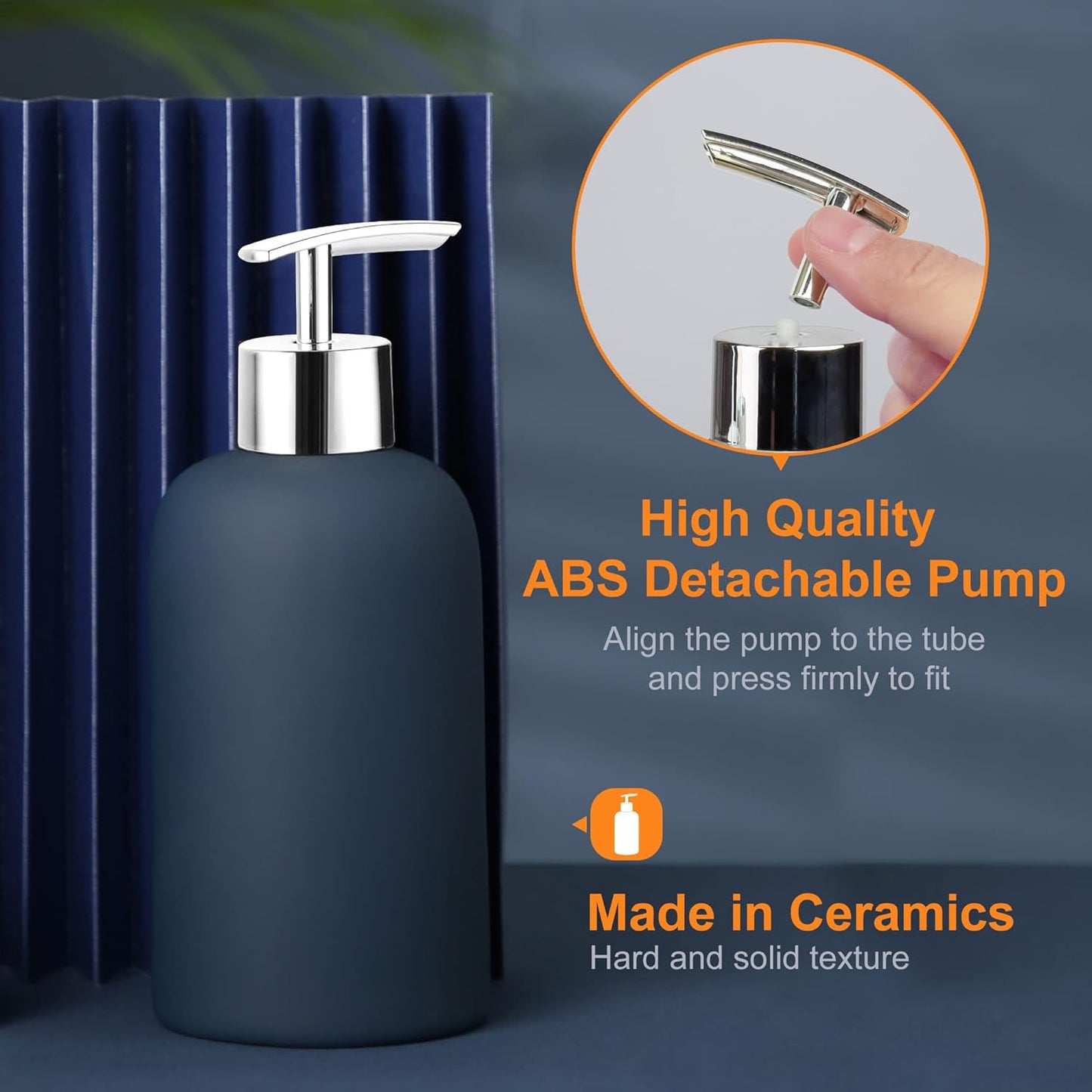 DUFU Blue Bathroom Accessory Set 4 Pieces, Ceramic Bathroom Set for Bathroom Decor, Accesorios para Baños, Blue Bathroom Accessories with Soap Dispenser, Soap Dish and 2 Tumbler