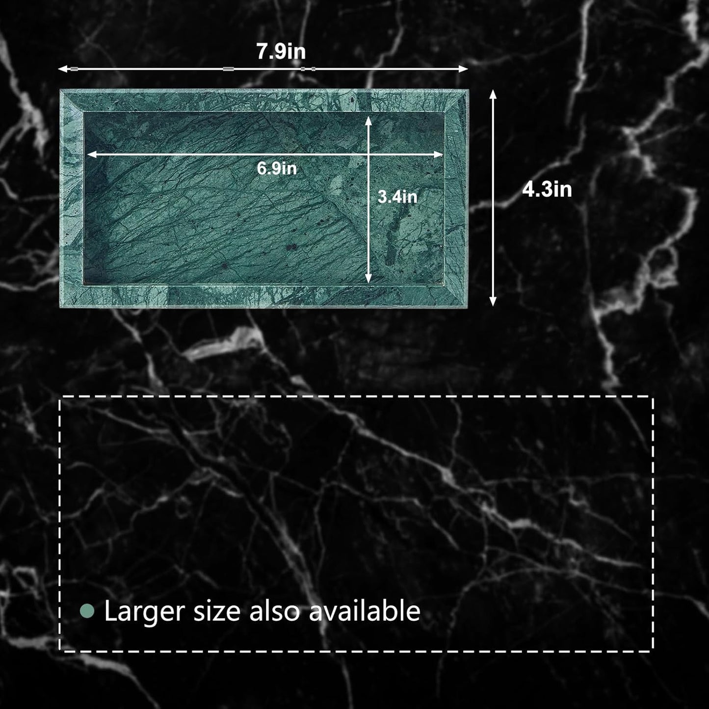 Natural Small Marble Vanity Tray, Luxury Stone Organizer for Bathroom & Kitchen | Holds Soap Dispenser, Jewelry, Perfume | Non-Resin, Non-Ceramic Décor