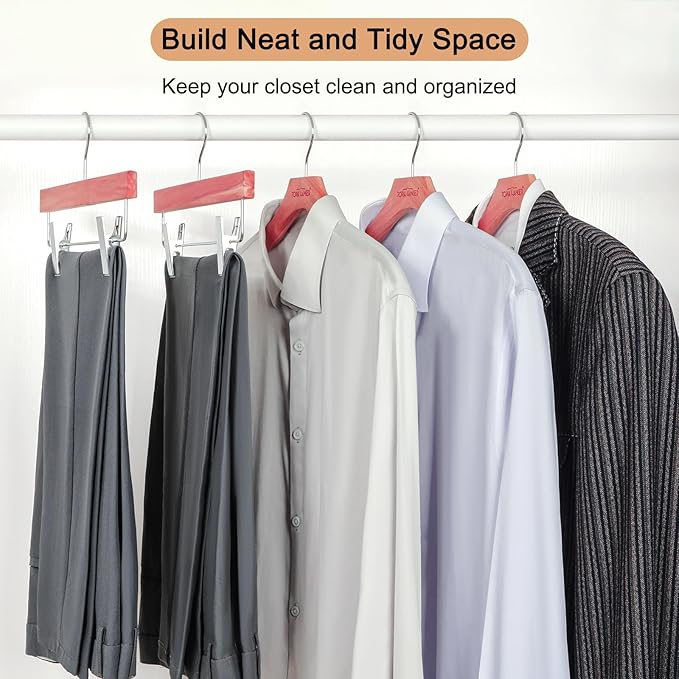 TOPIA HANGER Red Cedar Coat Hangers 24 Pack, Premium Wood Suit Sweater No Shoulder Bump Hangers, 360° Swivel Hook and Cut Notches Clothes Hangers for Sweater, Coat, Shirts, Jackets, Dress, CT85C