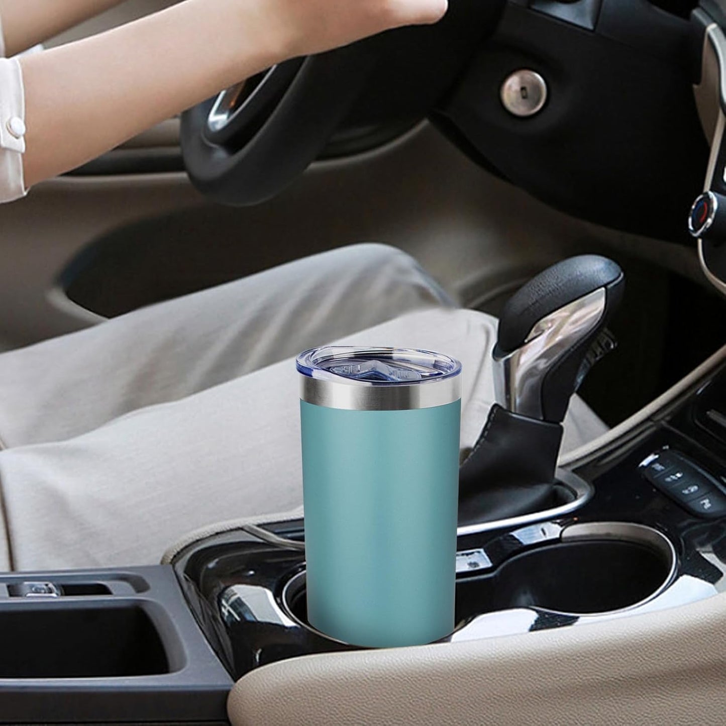 20 oz Skinny Tumbler with Lid and Straw,Stainless Steel Vacuum Insulated Tumbler Cup Double Wall Leak-proof Coffee Mug,Travel Thermal Water Tumbler for Home,Office,Outdoor (Glacier blue,8)