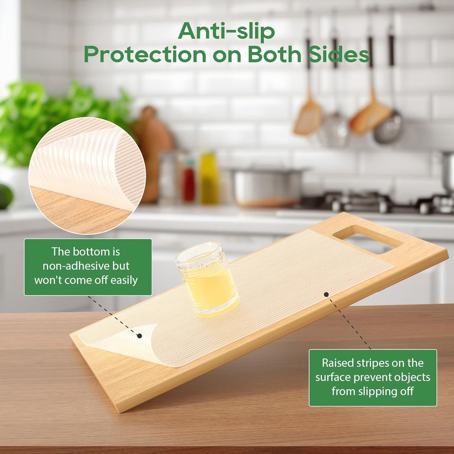 Anoak Shelf Liner Cabinet Liner, Non Adhesive Drawer Liner, Washable 12 Inch x 10 FT(120 Inch) Waterproof Durable Non-Slip Shelf Liner for Kitchen, Drawer, Refrigerator Stripe Clear