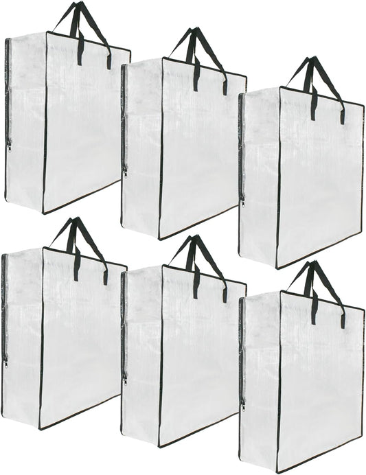 6 Pack Clear Storage Bags with Zipper and Handles, Blanket Bags For Closet Storage, Moving and Packing Supplies for College, Underbed Storage Organizer for Clothes Pillow Bedding Christmas Wreath