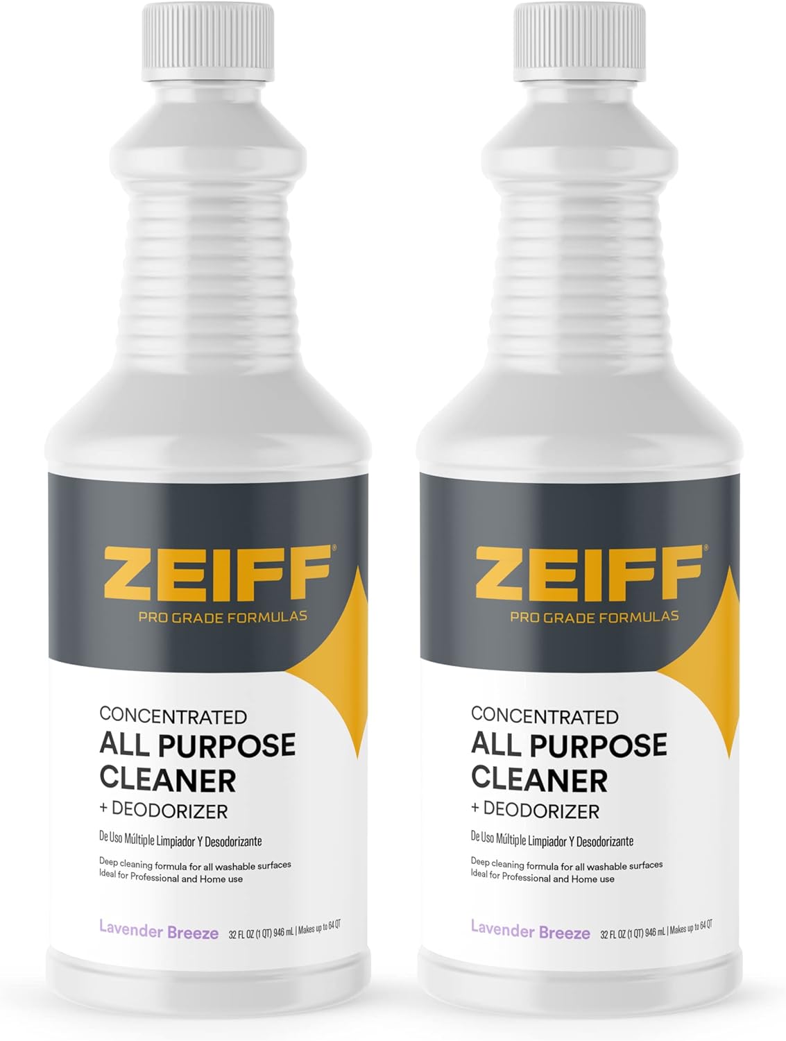 Pro-Grade All-Purpose Cleaner & Deodorizer - Deep Cleaning & Odor Eliminating Formula For Professional & Home Surfaces - 32 Ounce Concentrate - Lavender Breeze, 2 Pack