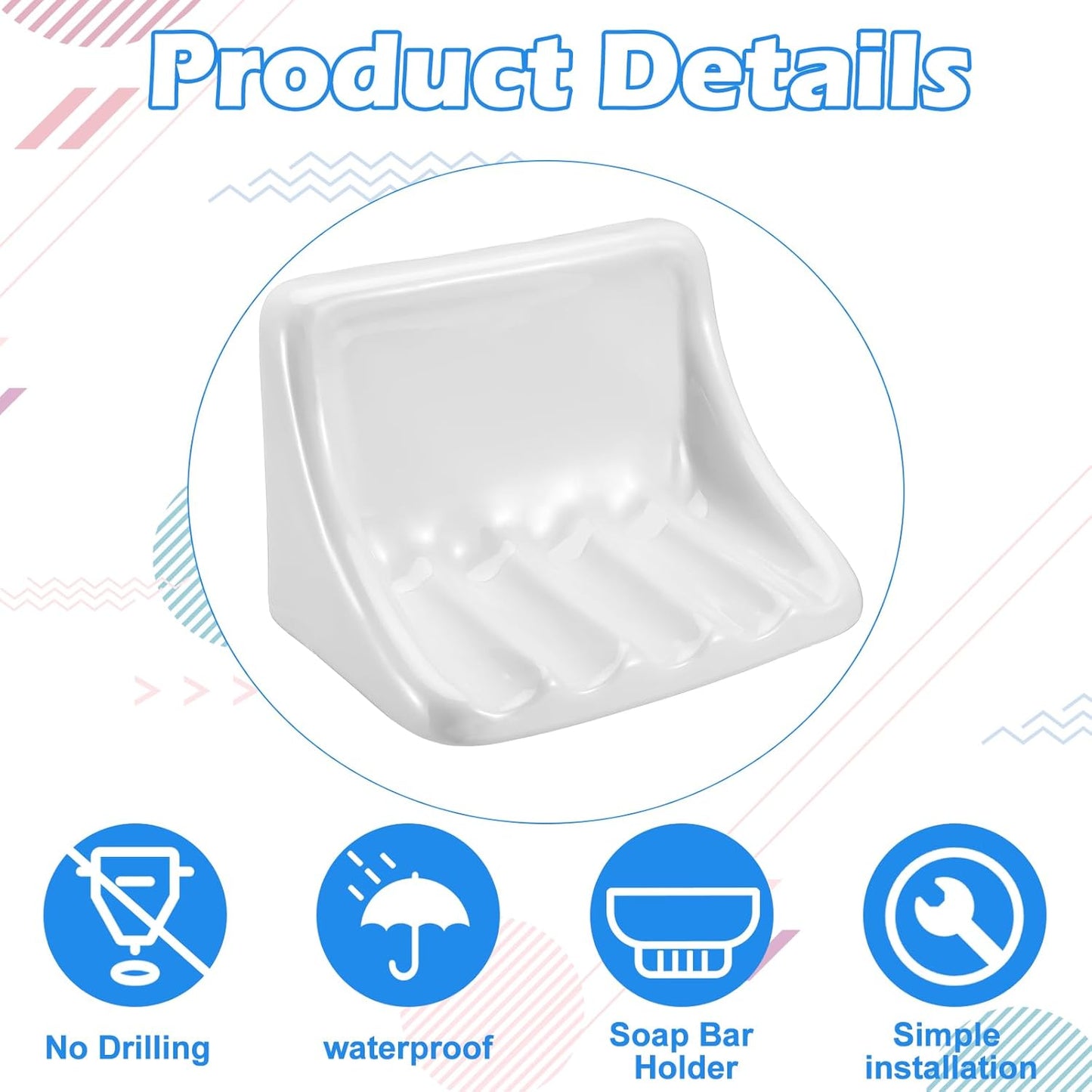 6.75 x 4.7 Inches White Vintage Ceramic Soap Dish Retro Ceramic Holder Porcelain Soap Tray for Home Bathtub Bathroom Shower Accessories Easy to Clean