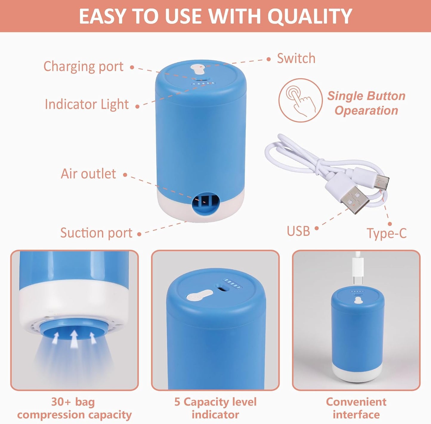 Cozy Essential 16 Pack Vacuum Storage Bags with Electric Pump, Vacuum Seal Space Saver Bags for Clothing, Pillows, Blanket, Bedding, Comforters