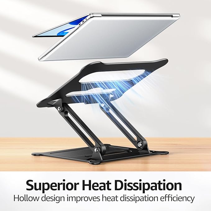 Urmust Laptop Notebook Stand Holder Adjustable Laptop Stand Portable Computer Riser Compatible with MacBook Air Pro HP Dell XPS Lenovo All Laptops 10-15.6"(Black)