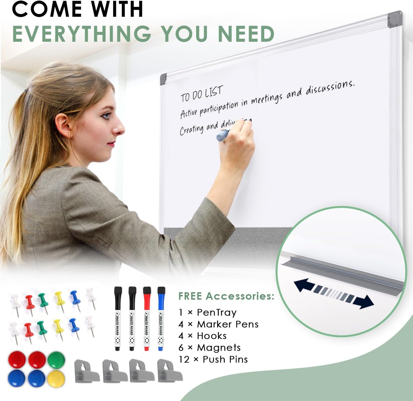 S SWANCROWN Magnetic White Board and Bulletin Cork Board Combination,24 x 18 Inch Dry Erase Board Bulletin Combo Board, Hanging Wall Mounted Message Board Corkboard for Home, School, Office