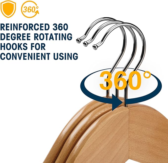 Wooden Hangers 20 Pack Smooth Finish Wood Hanger,Sturdy Clothes Hanger for Suit,Jacket, Pant, Dress,Coat Hangers for Closet (Natural)