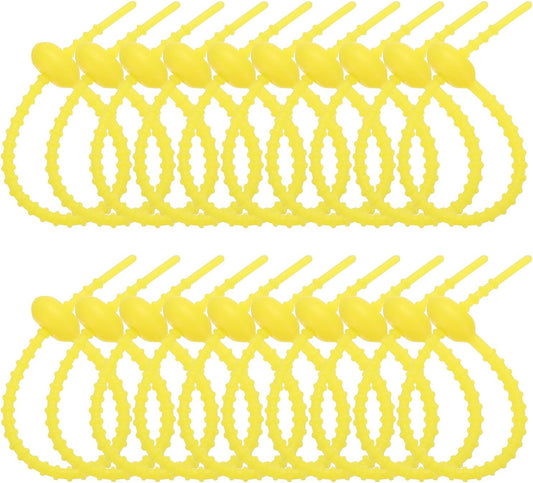 PATIKIL 6 Inch Silicone Cable Ties, 20pcs Rubber Reusable Twist Zip Ties Organizer for Home Office Kitchen Food bags Wires Adjustable Bag Clip, Fluorescent Yellow