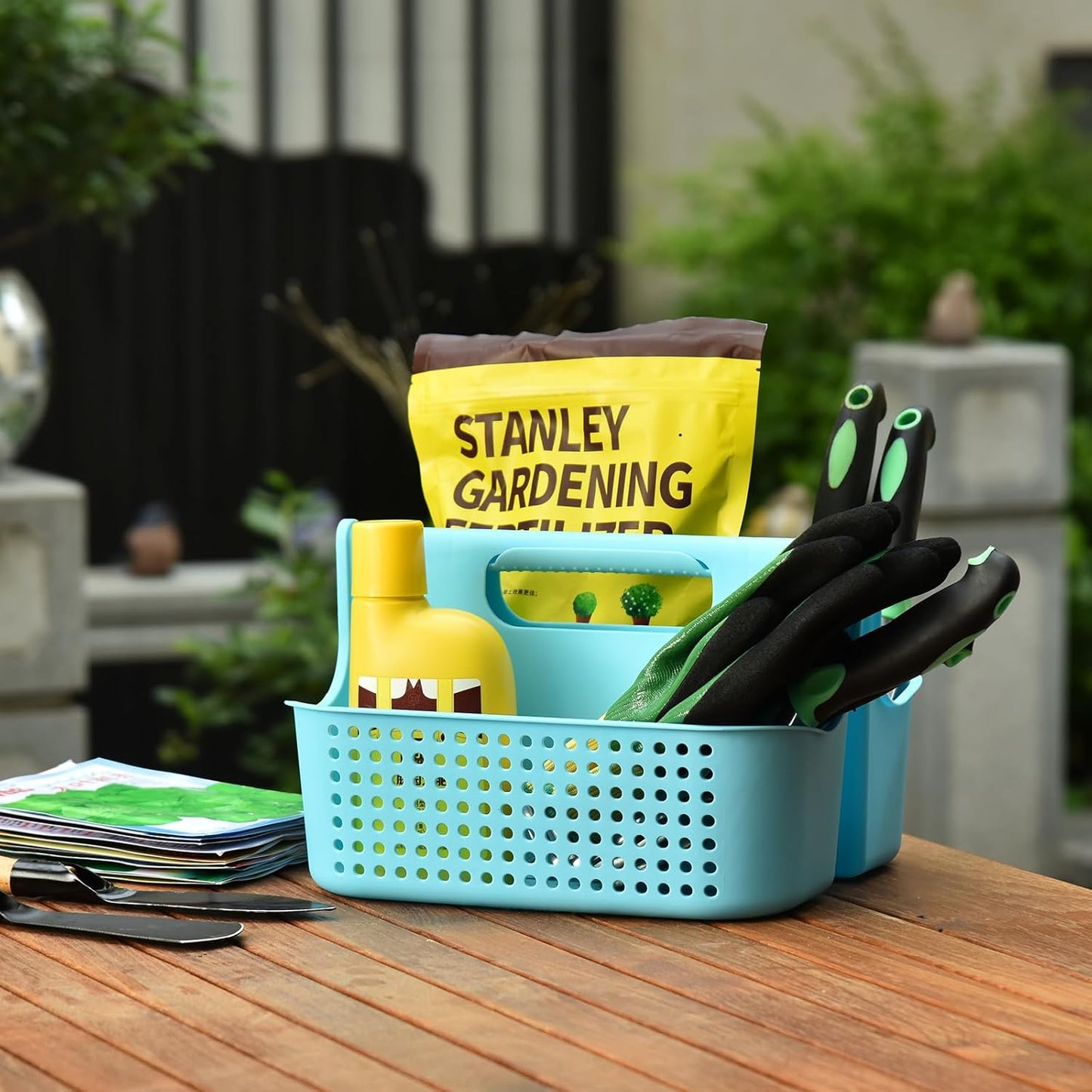 ALINK Portable Plastic Shower Caddy Basket, Large Cleaning Supply Caddy Organizer Storage Tote with Handle for Bathroom, College, Cabinet, Dorm Room Essentials - Blue