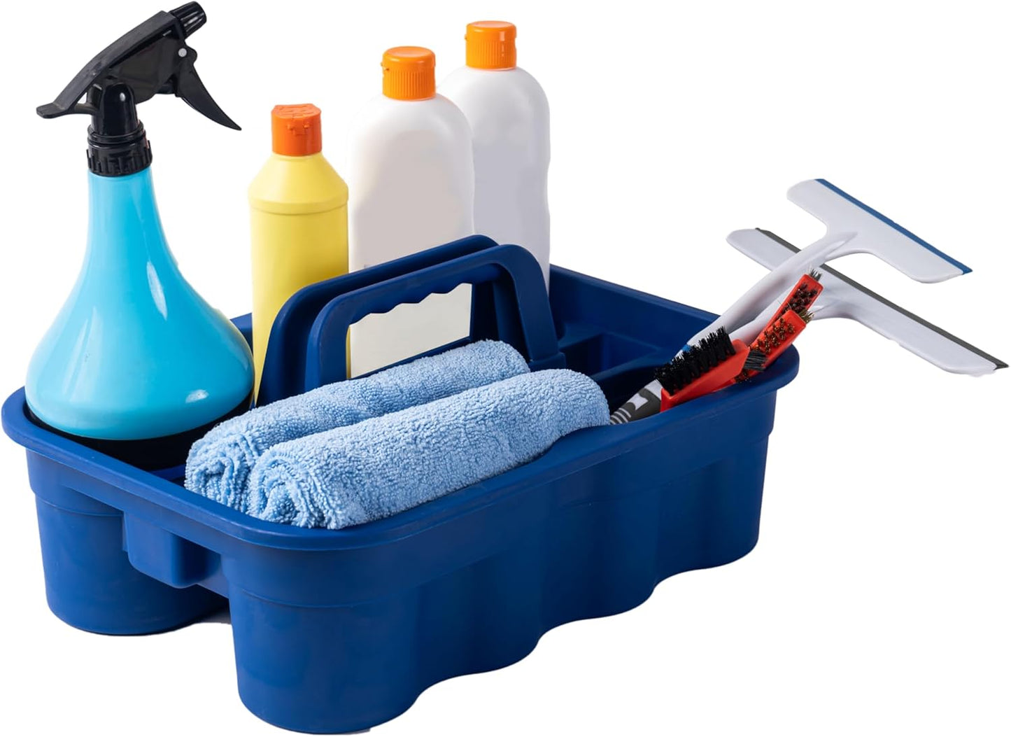 Matthew 3 Pack Large Plastic Tote Tool & Deluxe Supply Cleaning Caddy with Handle Portable Shower Basket Storage Caddy for Cleaning Products,Take-Out Drink,Bathrooms - Blue