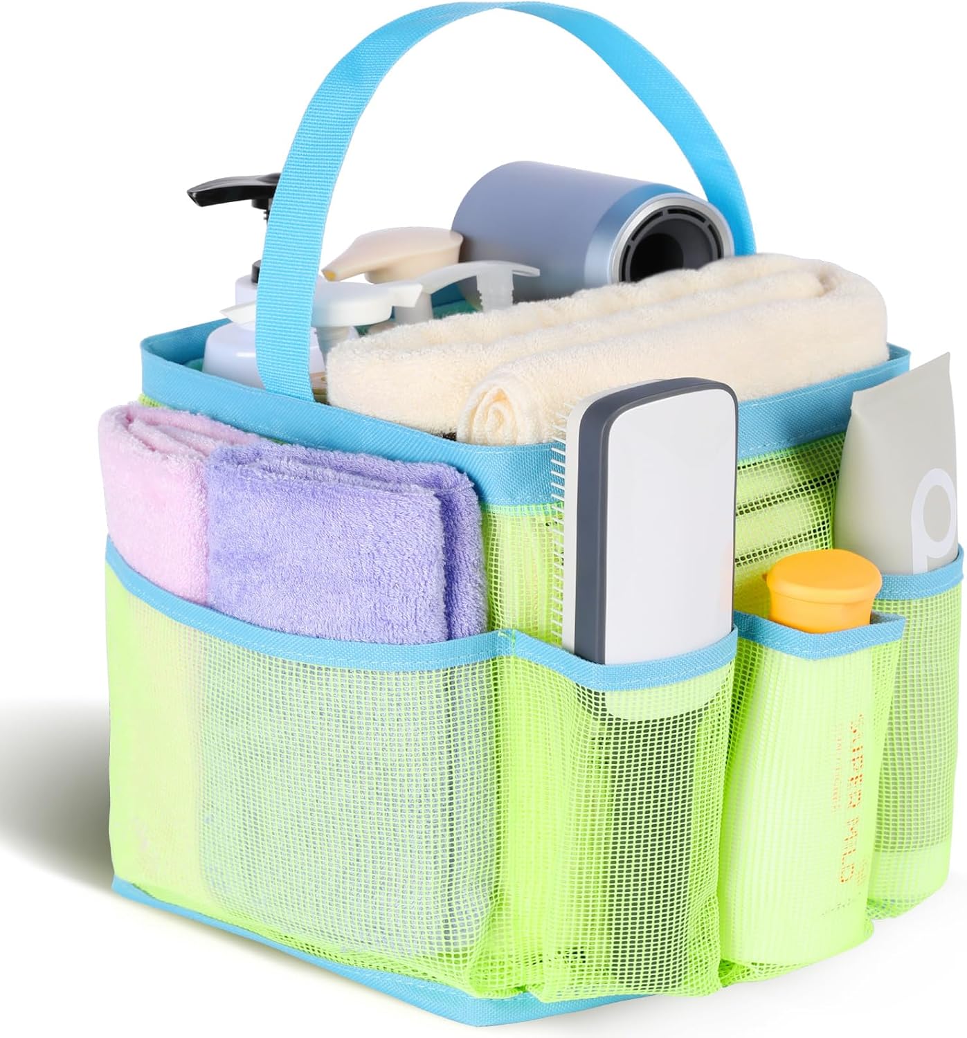 EUDELE Mesh Shower Caddy Portable, 8-Pocket Large Capacity, Quick Dry, Easy Clean, Ideal for Beach, Swimming, Gym, Travel