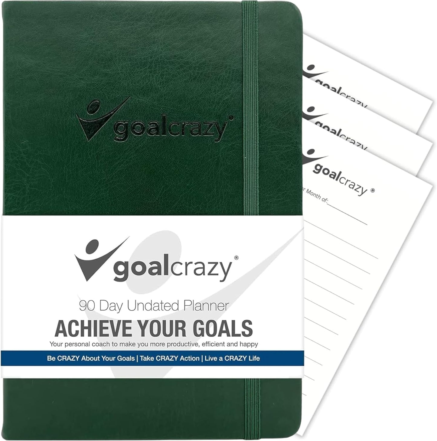 Undated Daily Planner to Achieve Your Goals 2025-2026 - 90 Day Guided Journal & Productivity Organizer with Goal Setting, Habit Tracker, To Do List, Academic & Work Calendar, Leather Hardcover - Forest Green