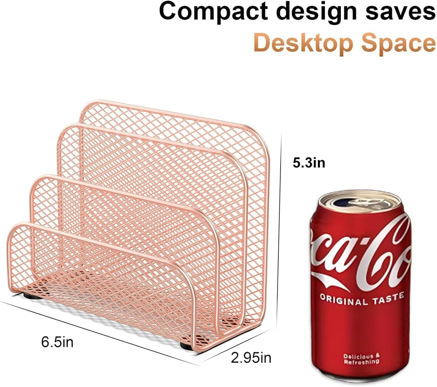 gianotter Mail Organizer Countertop, Metal File Holder with 3-Slot, Rose Gold Desk Accessories & Workspace Organizers (Rose Gold)