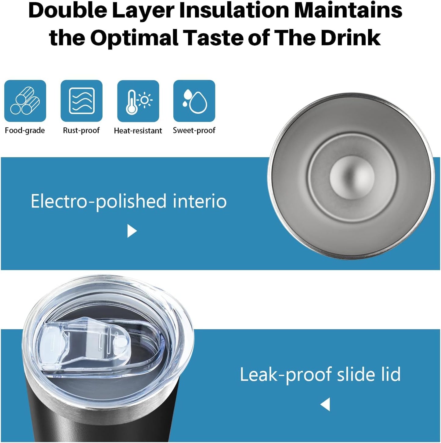 20 oz Skinny Tumbler with Lid and Straw,Stainless Steel Vacuum Insulated Tumbler Cup Double Wall Leak-proof Coffee Mug,Travel Thermal Water Tumbler for Home,Office,Outdoor(Black,1)