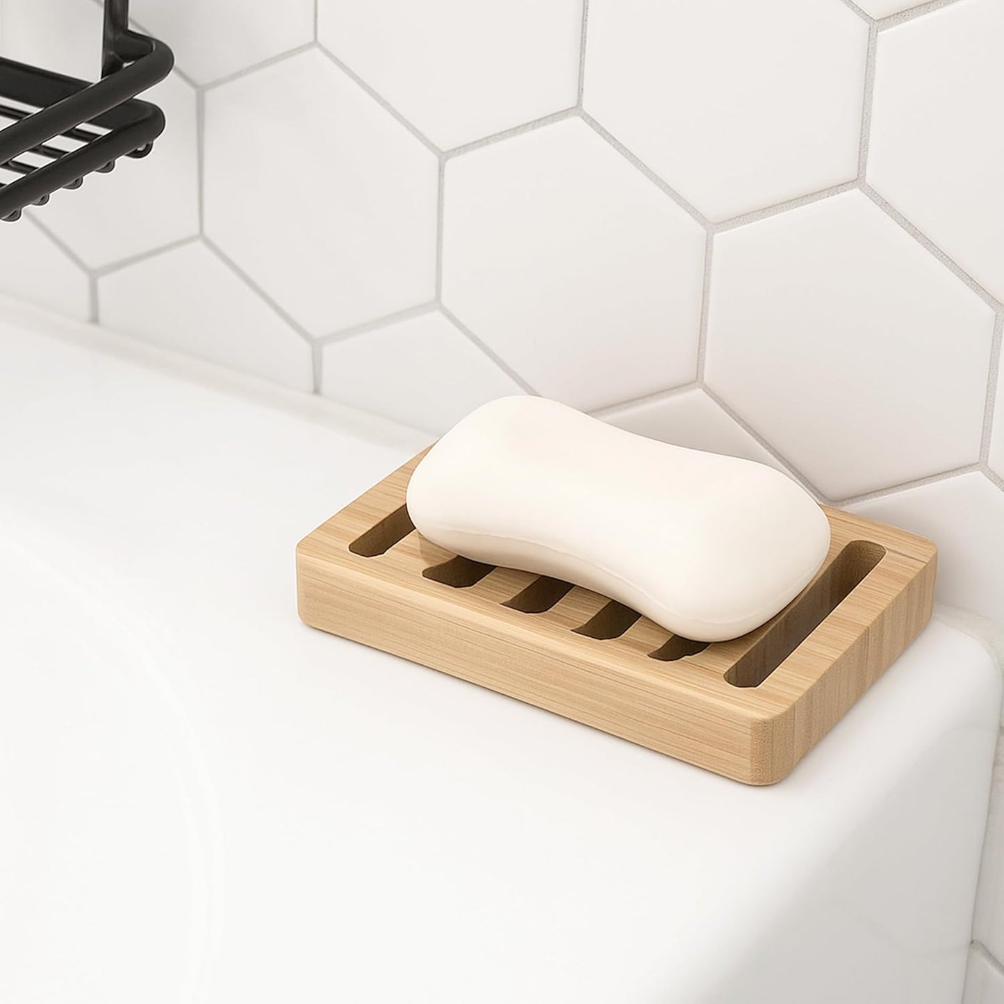 Soap Dish for Shower, 6 Pack Natural Bamboo Bar Soap Holder, Anti-Slip Design for Peace of Mind, Natural and Healthy Material