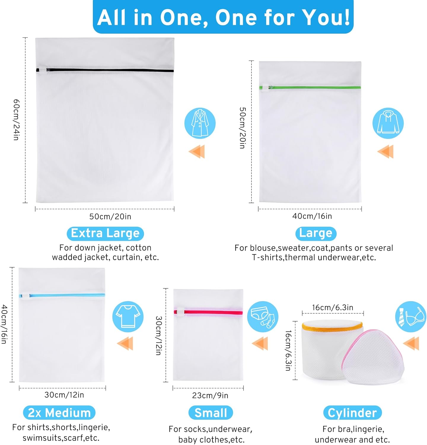 Ultimate 7 Pack 6 Size Mesh Laundry Bags Set for Delicates with AUTO-Lock Zipper, Lingerie Bags for Washing Delicates, Laundry Bags Mesh Wash Bags, Delicates Laundry Bag for Jeans,Blouse,Stocking,Bra