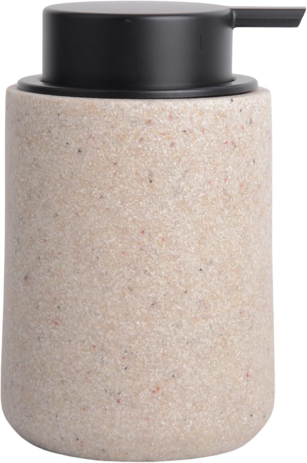 Resin Hand Soap Dispenser Easy-to-Press Liquid Pump, Refillable Soap Dispenser with Sandstone Like Finish, Waterproof Bottle Labels for Bathroom Kitchen Dish Lotion (Beige,10 oz)