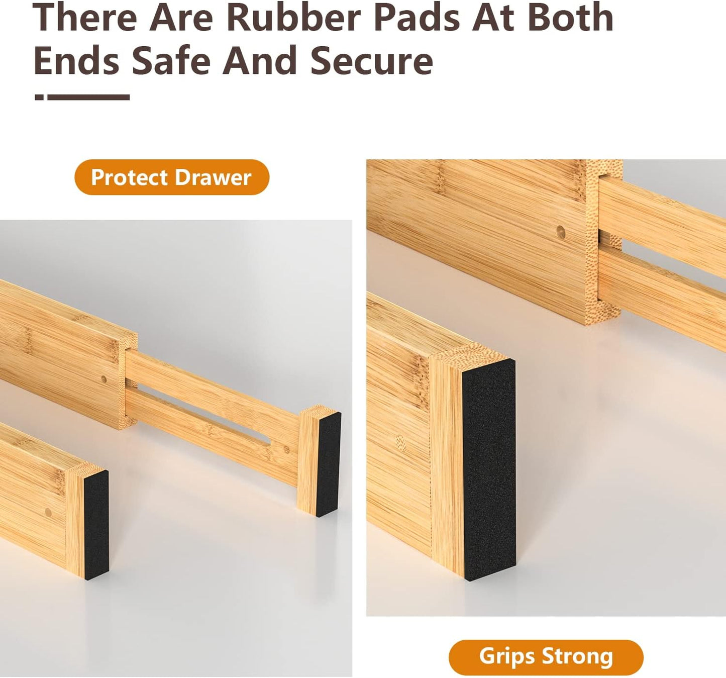 4 PCS Drawer Divider, 17"-22" Adjustable Bamboo Drawer Dividers Organizers, Expandable Separators for Kitchen, Clothes, Dressers, Home, Office