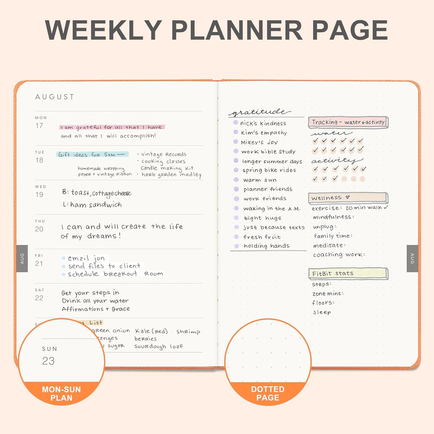 And Per Se 2026 Planner-Daily, Weekly & Monthly Leather Hardcover Planner, 5.7" x 8", Daily Schedule, Monthly Tabs, 100 GSM Thick Paper, Back Pocket(Pumpkin Orange)