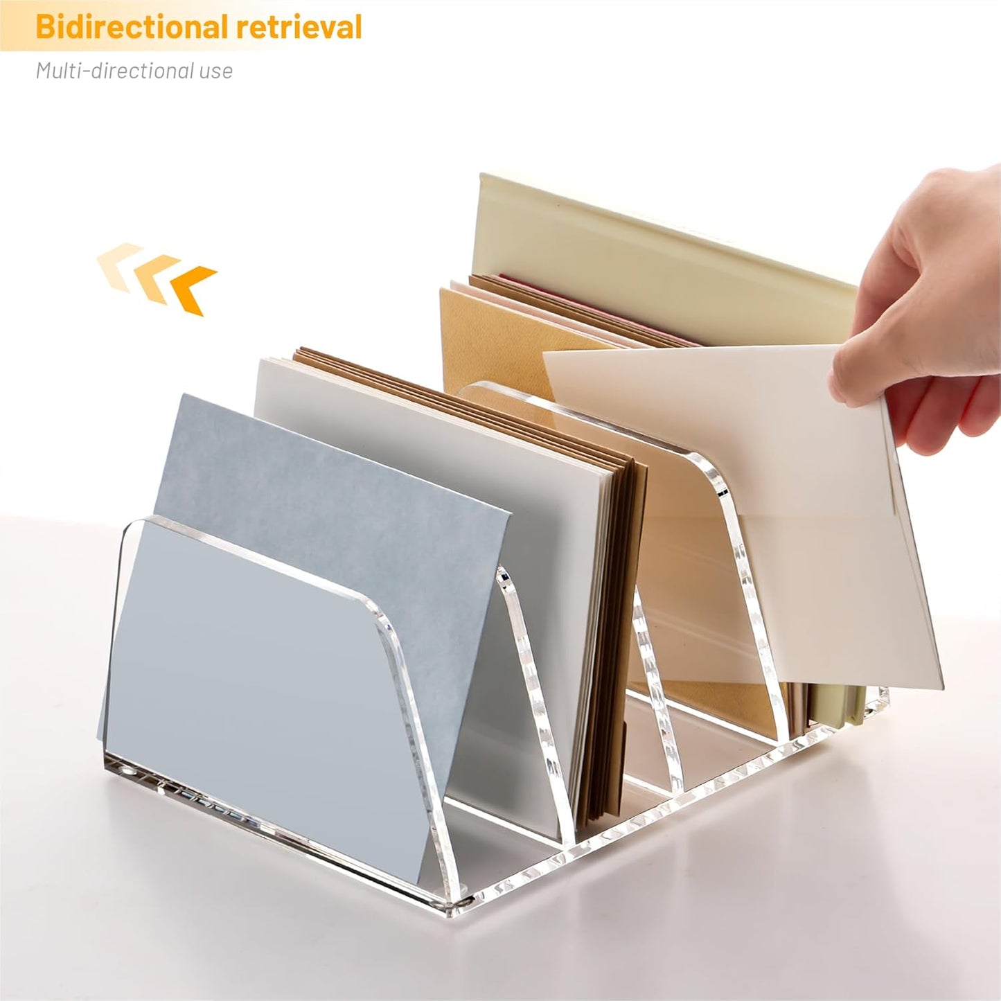 YUXUN Acrylic Mail Sorter for Desk, 4 Compartment Letter & Document Holder with Non-Slip Base, Small File Holders for Bills, Envelopes, Letters,Mails, Papers, Clear Office Supplies for School Home