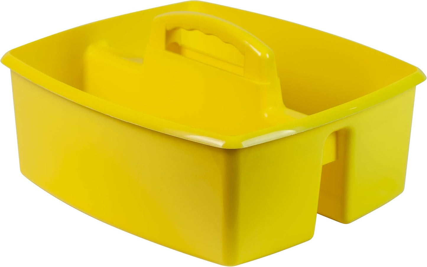 Storex 2-Compartment Large Caddy – Multipurpose Classroom Organizer with Handle, Yellow, 6-Pack (00957U06C)
