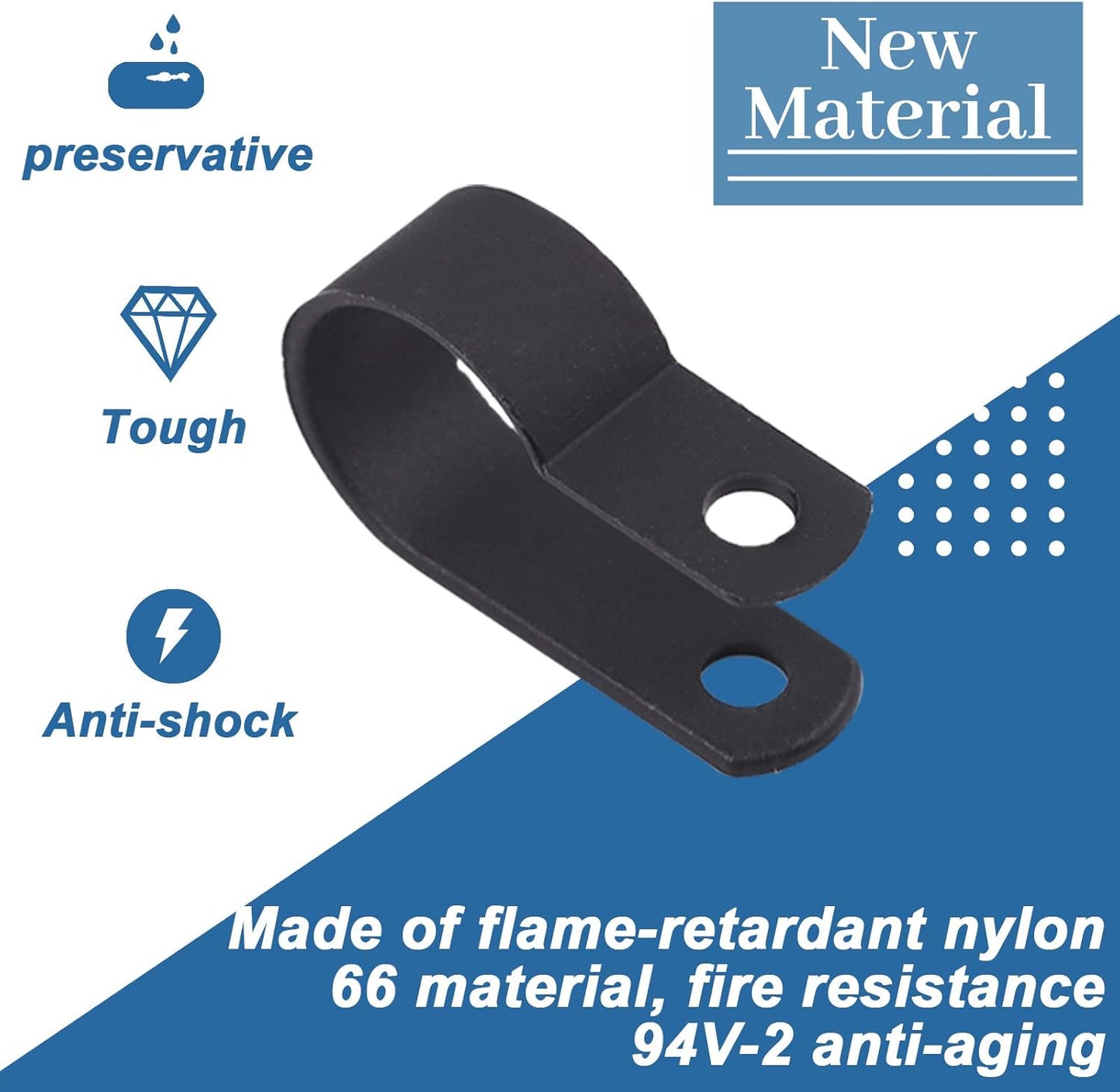 Glarks 120Pcs 5/8 Inch Black Nylon Screw Mounting R-Type Cable Clip Wire Clamp with 120Pcs Screws for Wire, Cable, Conduit and Cable Conduit Kit (Black)