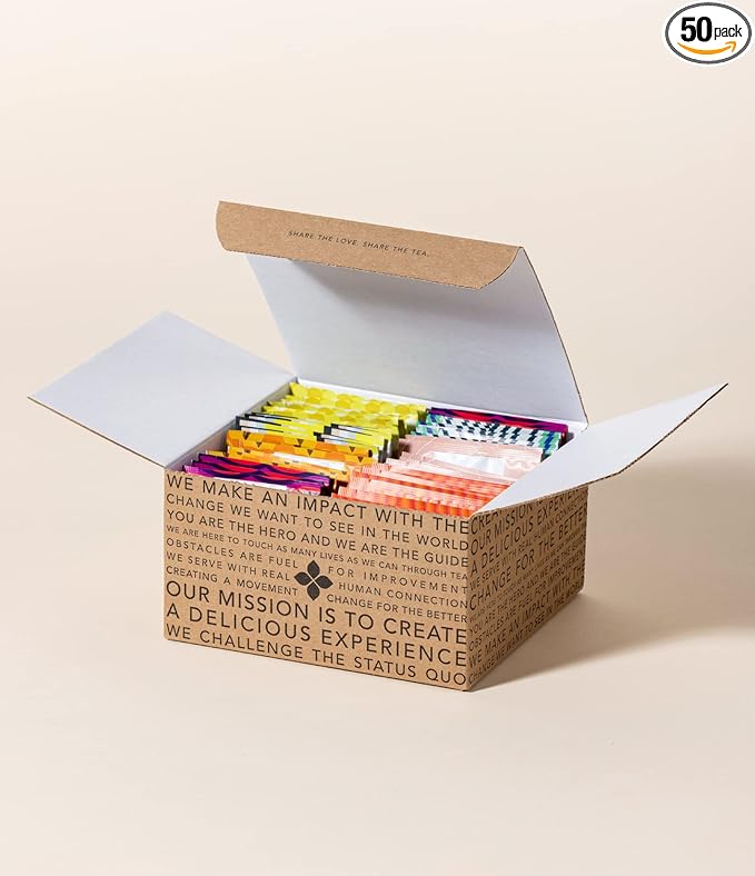 Art of Tea | Caffeine Free Assorted Tea bags Sampler | Naturally Decaf Tea Herbal Tea 50 Count Eco Friendly Pyramid Tea Bag Sachet