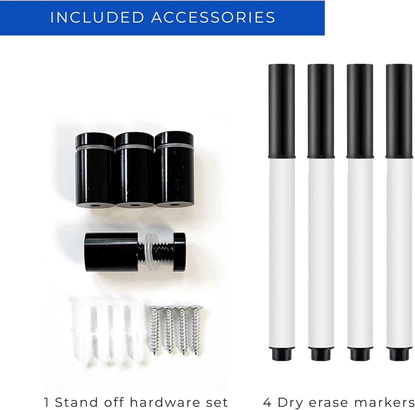 9x12 Dry Erase Board for Wall - with .25 Clear Acrylic and Black Stand Off Finish - Perfect Whiteboard for Office, Home, Classroom - Durable and Stylish .25 Clear Acrylic Dry Erase Board