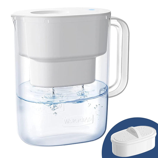 Waterdrop Water Filter Pitcher with 1 Filter, 200-Gallon Long-Life, 10-Cup Large Water Filter Pitcher, NSF Certified, 5X Times Lifetime, Reduces PFOA/PFOS, Chlorine, White