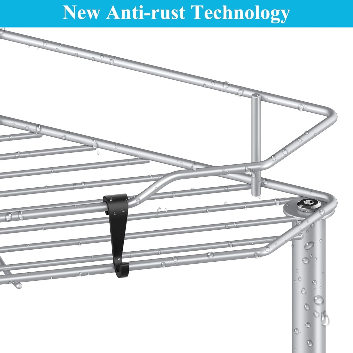 4 Tier Floor Standing Corner Shower Caddy Organizer Shelf with Hooks, Bathroom Shelves Stand Rack, Silver