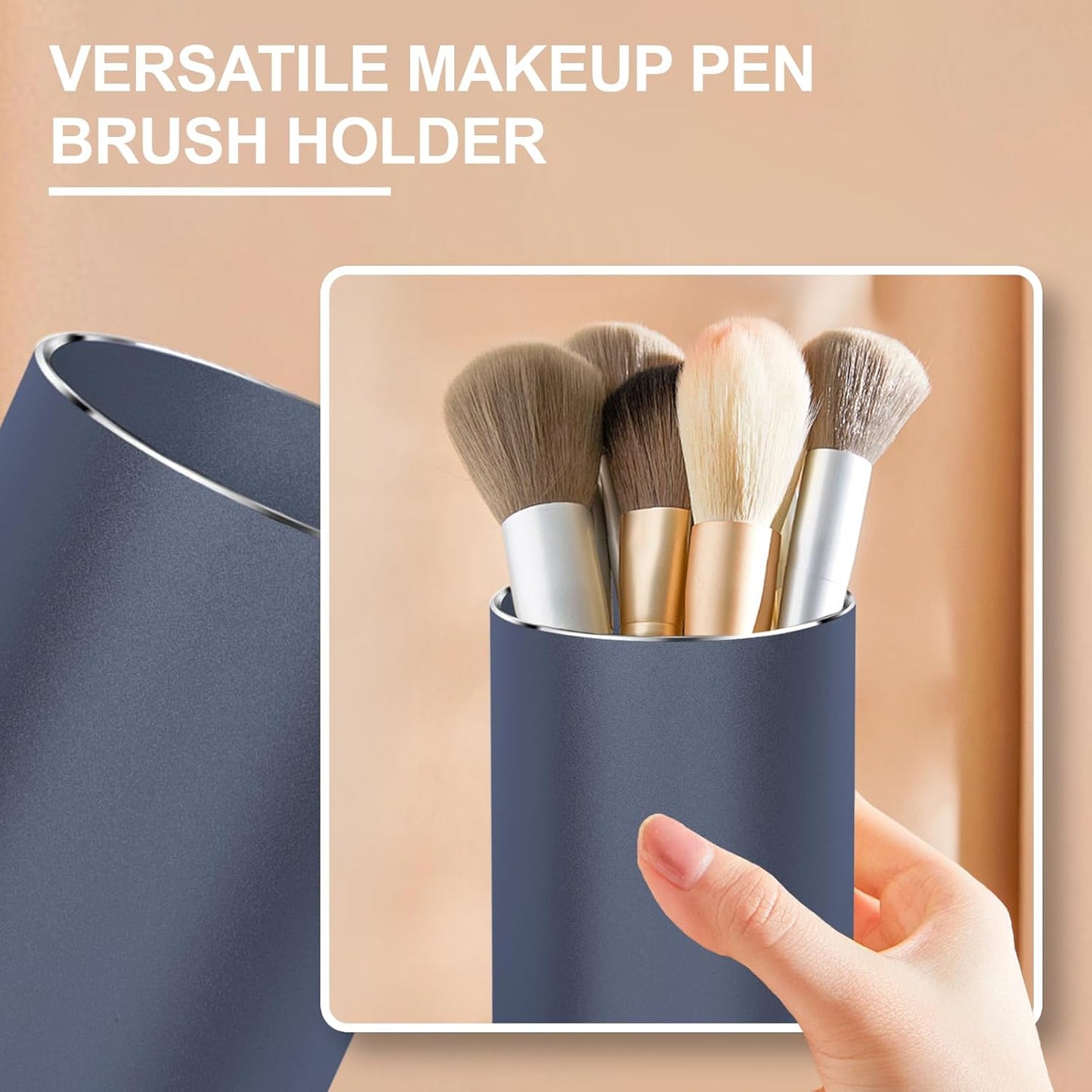 Metal Pen Holder Aluminum Pencil Holder Desktop Organizer Black for Office, School, Home 3.15 x 3.15 x 3.94 Inches-Grey