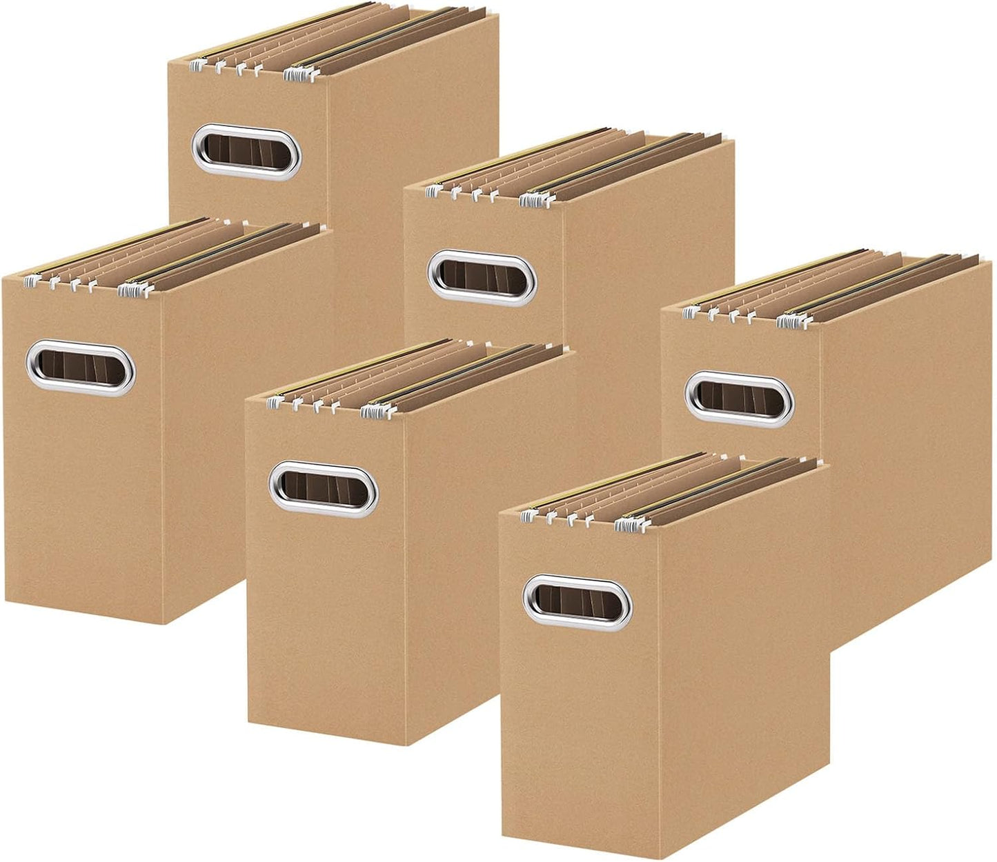 Oterri Cardboard File Organizer Box for Hanging File Folders Letter Size,File Box for Computer Desk,File Cabinet,Working Home,Office,Classroom (Brown, Letter Size - 6 Packs)