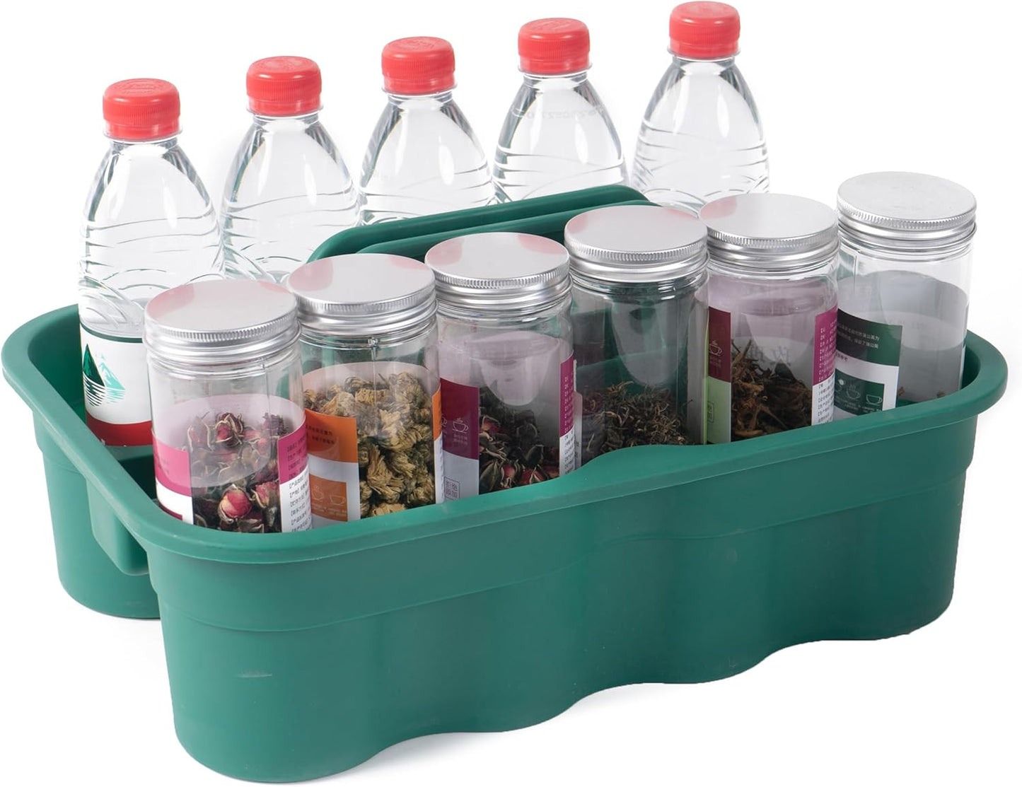 Matthew 5 Pack Large Plastic Tote Tool & Deluxe Supply Cleaning Caddy with Handle Portable Shower Basket Storage Caddy for Cleaning Products,Take-Out Drink,Bathrooms - Green