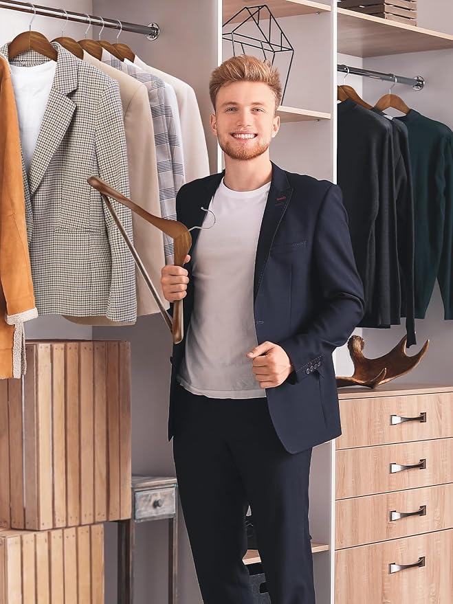 SMARTOR Suit Hangers for Men 12 Pack, Wide Shoulder Wooden Suit Hangers with Non Slip Pants Holder, Wide Hanger for Suit, Coat, Jacket, Gown, Heavy Duty Wood Suit Hanger, Walnut
