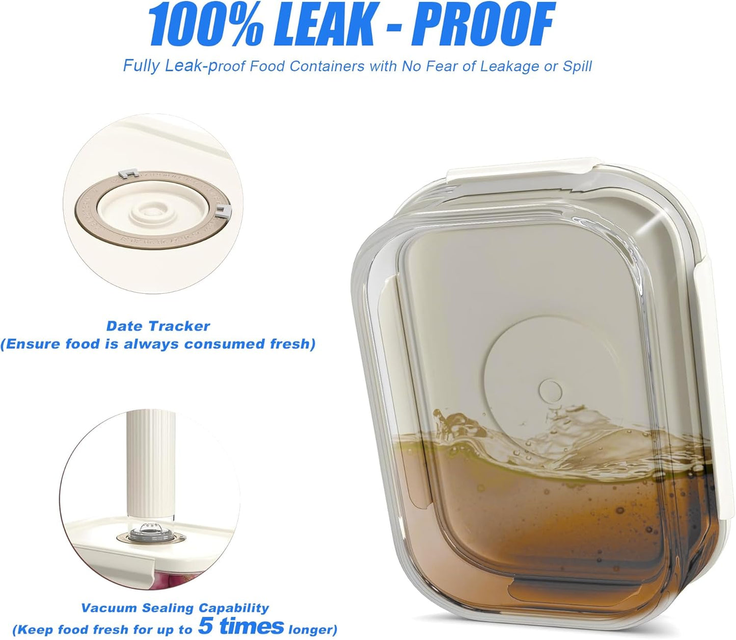 17 PCS Borosilicate Glass Food Vacuum Storage Containers, Vacuum Seal, Airtight,Pantry Kitchen Storage, Meal Prep, Lunch, Leftovers,3 Containers, 10 Reusable Food Saver Sealer Bags,4 Sealing Clips