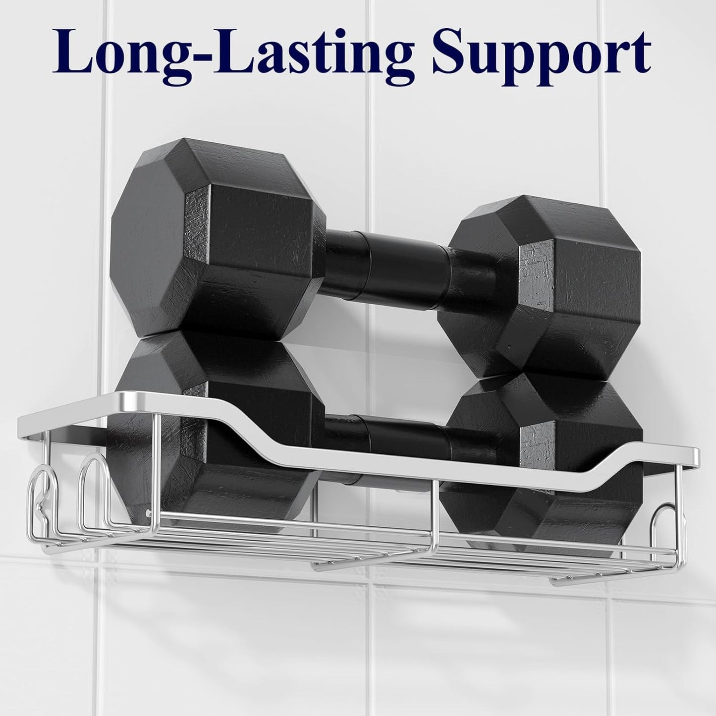 Kitsure Shower Caddy Large - Adhesive Shower Organizer, Stainless Steel Shelf for Inside Shower, No Drill Bathroom Organizers and Storage, Home Decor Accessories, 2 Pack, Sliver